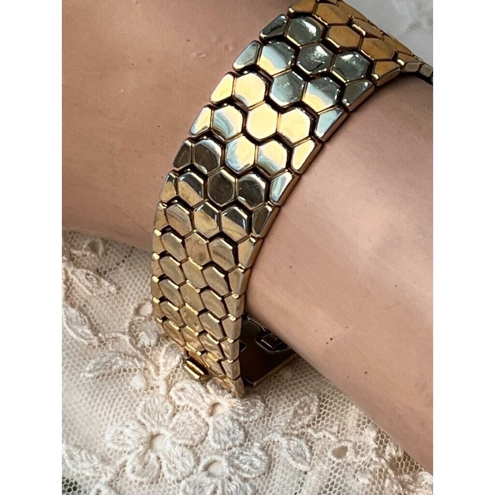 Vintage Crown Trifari Bracelet Articulated Geometric Design Gorgeous